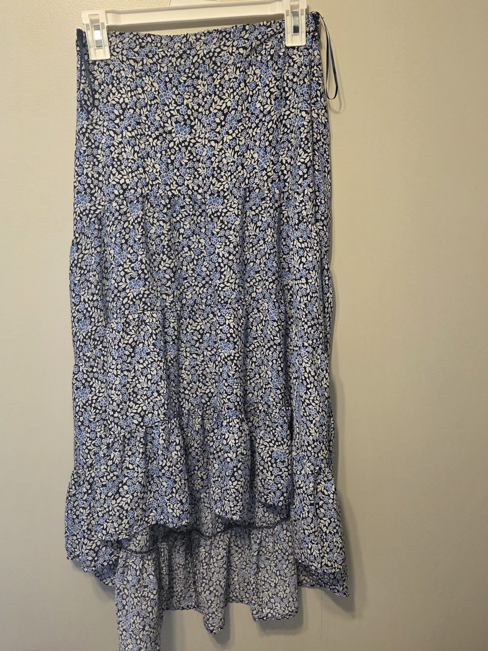 miami Blue and White High-Low Floral Skirt